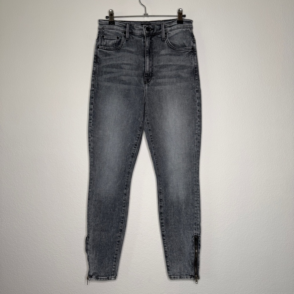 Mother The Swooner Ankle Zip Skinny Jeans Static Gray Wash Size 28
